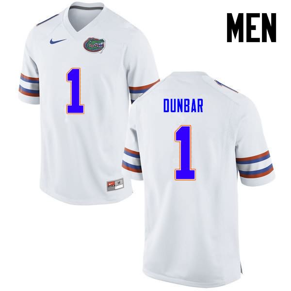 Men's NCAA Florida Gators Quinton Dunbar #1 Stitched Authentic Nike White College Football Jersey TXJ1065HM